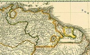 Mapa de las Guayanas en 1829 (Gran Colombia, Guayanas britanica, Holandesa y Francesa).jpg