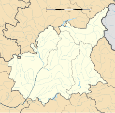 Mapa konturowa Alp Górnej Prowansji, w centrum znajduje się punkt z opisem „Digne-les-Bains”