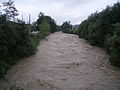 The Brixentaler Ache in Bruckhäusl at high water in summer 2008.