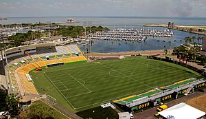 Das Al Lang Stadium mit Fußballfeld im März 2015