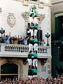 Première torre de vuit sense folre carregada dans l'histoire, par les Castellers de Vilafranca, 01/11/1999.