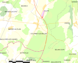 Mapa obce Colombey-les-Belles