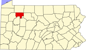 Map of Pennsylvania highlighting Forest County