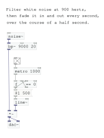 Patch 3: Filters and data flow in Pd.