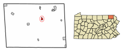 Location of New Milford in Susquehanna County, Pennsylvania.