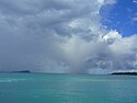 View from the ferry with tiny Apolima island and Savaiʻi coast (right).