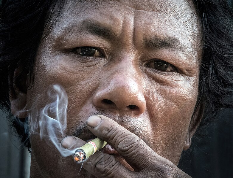 File:Cheroot Smoking (edited).jpg