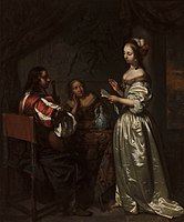 Muziekmakend gezelschap 1665, olieverf op paneel, 44 * 36 cm, Den Haag, Mauritshuis