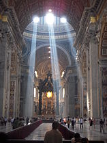 Crepuscular rays at noon in Saint Peter's Basilica, Vatican City