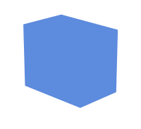 Rendered image of a box. This image has no shading on its faces, but instead uses edge lines (also known as wireframe) to separate the faces and a bolder outline to separate the object from the background.