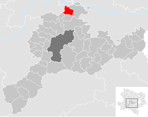 Lage der Gemeinde Nußdorf ob der Traisen im Bezirk St. Pölten-Land (anklickbare Karte)