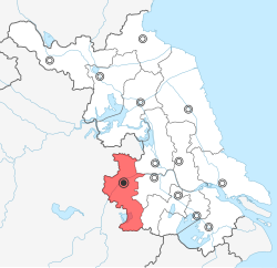 Location of Nanjing City jurisdiction in Jiangsu