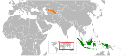 Map indicating locations of Indonesia and Uzbekistan