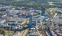 Aerial overview of central Kista. Foto: JM AB. Fotograf: Gustav Kaiser