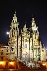 Facade of the cathedral by night