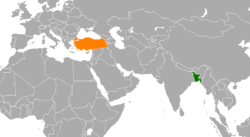 Map indicating locations of Turkey and Bangladesh