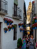 Calleja de las Flores, cu turnul Catedralei pe fundal