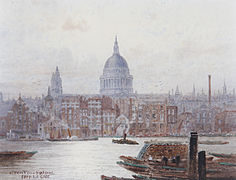 St. Paul desde Bankside, acuarela de Frederick E. J. Goff (antes de 1931)