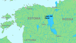 Mapa do Lago Peipus Peipsi-Pihkva järv Псковско-Чудское озеро