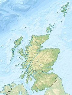 Mapa konturowa Szkocji, po lewej znajduje się punkt z opisem „South Uist”