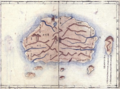 「大東輿地図」（1861年）鬱陵島の東に「于山」と記された島が隣接している。