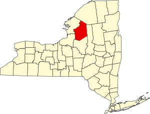 Map of New York highlighting Lewis County