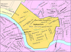 Census Bureau map of Highland Park, New Jersey