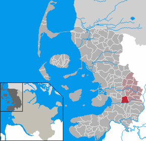 Poziția Schwesing pe harta districtului Nordfriesland