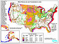 Image 20Map of available wind power over the United States. Colour codes indicate wind power density class. (from Wind farm)