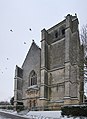 Le portail et le clocher de l'église Saint-Germain de Loisé.