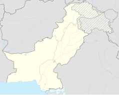 Mapa konturowa Pakistanu, na dole nieco na lewo znajduje się punkt z opisem „Mohendżo-Daro”