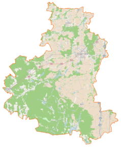 Mapa konturowa powiatu starogardzkiego, blisko centrum u góry znajduje się punkt z opisem „Dekpol”