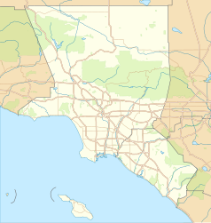 Mapa konturowa metropolii Los Angeles, w centrum znajduje się punkt z opisem „Teatr Chiński Graumana”