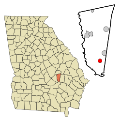 Location in Montgomery County and the state of Georgia