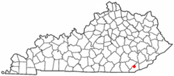 Location of Pineville, Kentucky