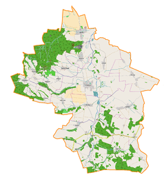 Mapa konturowa gminy Przeworno, na dole po prawej znajduje się punkt z opisem „Pałac w Samborowicach”