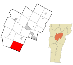 Location in Washington County and the state of Vermont