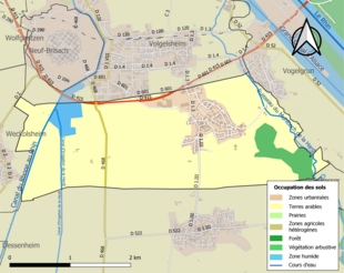 Carte en couleurs présentant l'occupation des sols.