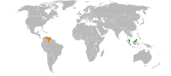 Map indicating locations of Malaysia and Venezuela