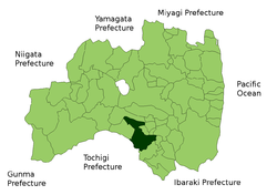 Vị trí của Shirakawa ở Fukushima