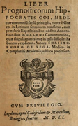 Cristóbal de Vega (1551) Liber prognosticorum Hippocratis.png