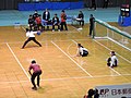 Japan women's team throwing. Goalball regional championships, Chiba, Japan (2019).
