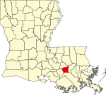 State map highlighting St. James Parish