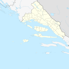 Mapa konturowa żupanii splicko-dalmatyńskiej, po prawej znajduje się punkt z opisem „Gornje Igrane”