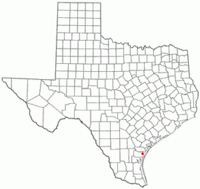 Peta Texas menunjukkan lokasi Corpus Christi