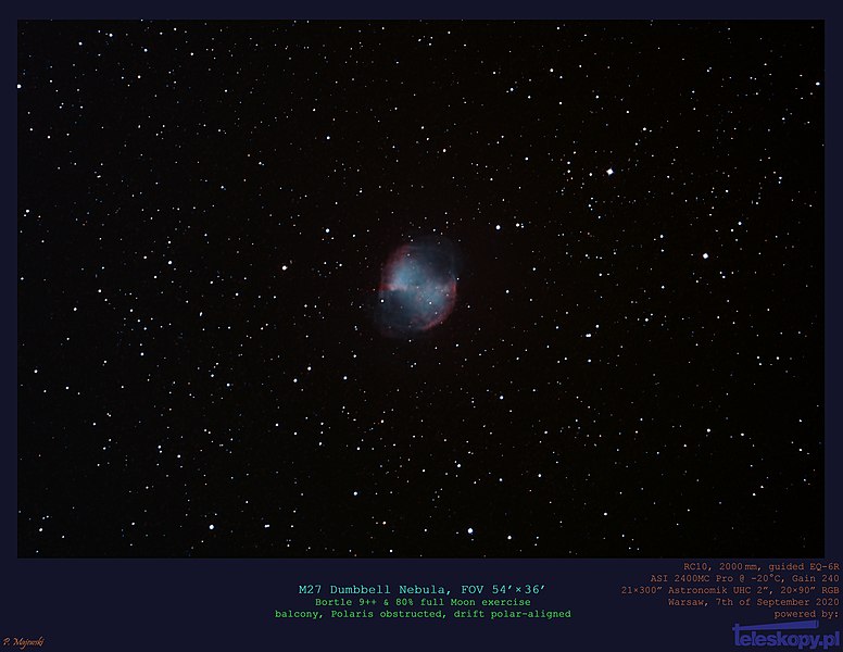 File:M27 Bortle9+FMoon ASI2400 RC10 UHC+RGB.jpg