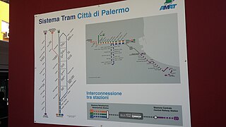 Mappa delle linee presso il capolinea della Stazione Notarbartolo