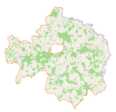 Mapa konturowa powiatu bialskiego, u góry nieco na prawo znajduje się punkt z opisem „Woroblin”