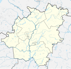 Mapa konturowa powiatu tucholskiego, w centrum znajduje się punkt z opisem „Stegny”