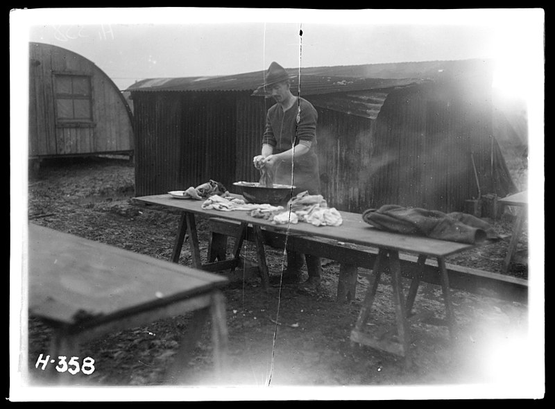 File:A New Zealand soldier doing his washing at Chateau Segard, World War I (21092971650).jpg